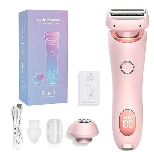 Catzon 2 in 1 Electric Shaver Cordless Wet and Dry Razor for Bikini Face Underarm-Pink